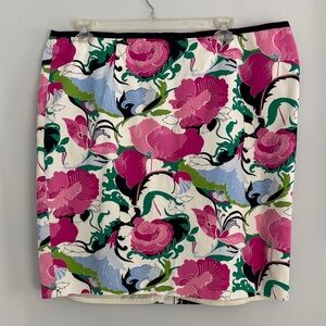 Talbots Pink and Green Floral Pencil Skirt